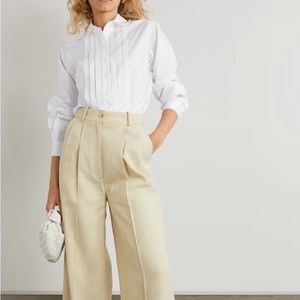 SEE BY CHLOÉ Pleated lace-trimmed organic cotton-poplin button down shirt